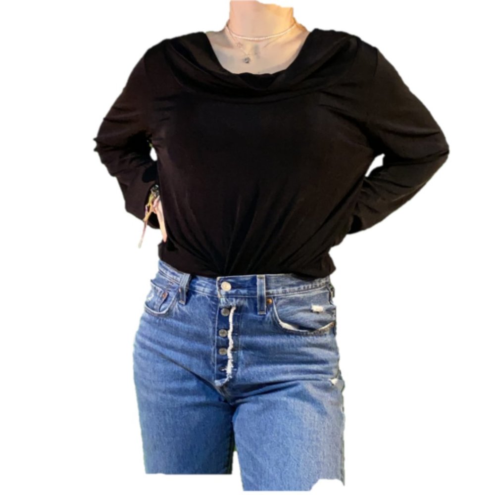 Black Cowl Neck Blouse